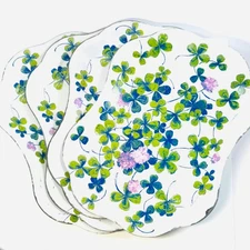 Vintage lot of 4 Magic Four Leaf Clover Metal Tray signed Luther Travis