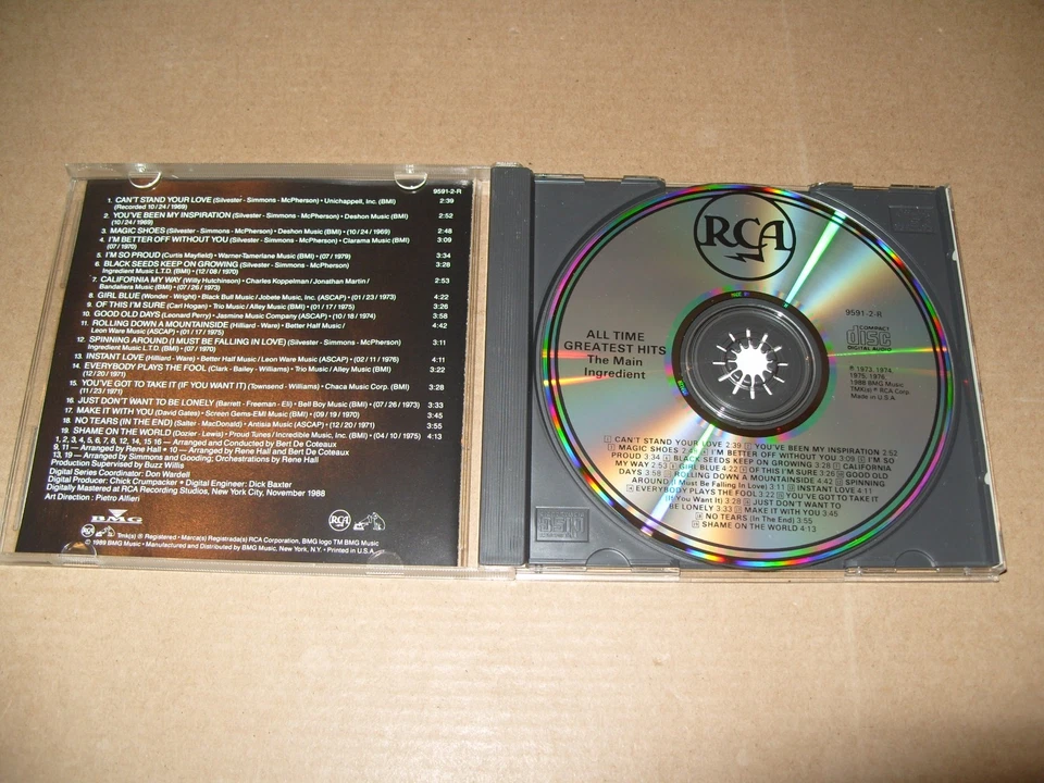 The Main Ingredient –All Time Greatest Hits 1989 CD NEAR MINT/INLAYS EX.NM. (M4) - Image 3 of 4
