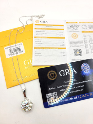 GRA Moissanit S925 Sterling 10,0 kt runde Brillanz Solitär Halskette 18 Zoll