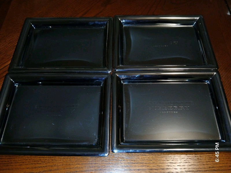 4 BURBERRY Perfume Vanity Trays Metal Mirrored 6.5x8.75" 