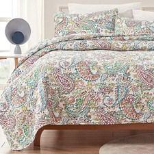 SLEEP ZONE 3-Piece Printed Quilt Set - King Size - Lightweight Reversible Bed...