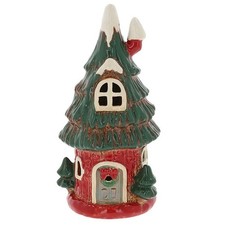 Village Pottery Christmas Tree House Tealight Holder JD350210