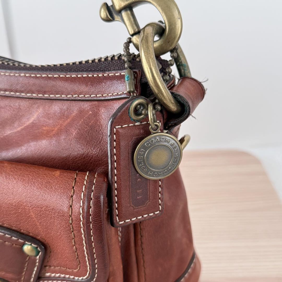 COACH 65th Legacy Turnlock One Shoulder Bag Leather Brown Used