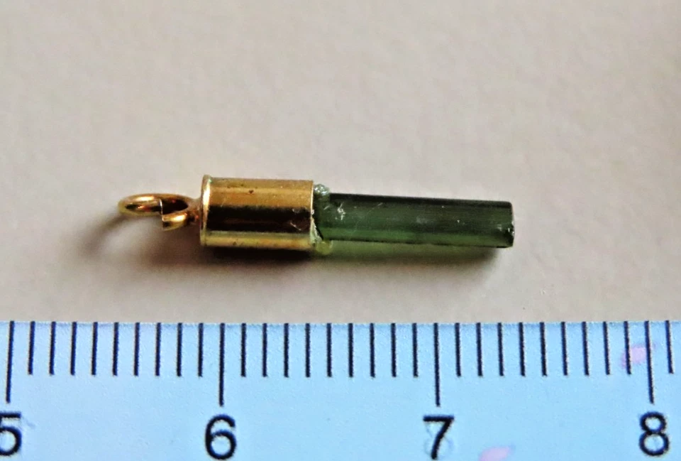 ciondolo in argento 925 con bagno oro18k con vetro tormalina verde - Immagine 4 di 4