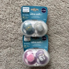 2 Philips AVENT Ultra Soft Pacifier 6-18m Sterilizer Carrying Case Pack of 2