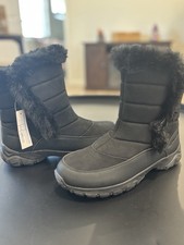 Lands' End Expedition Waterproof Faux Fur Kids Snow Boots Black Size 11