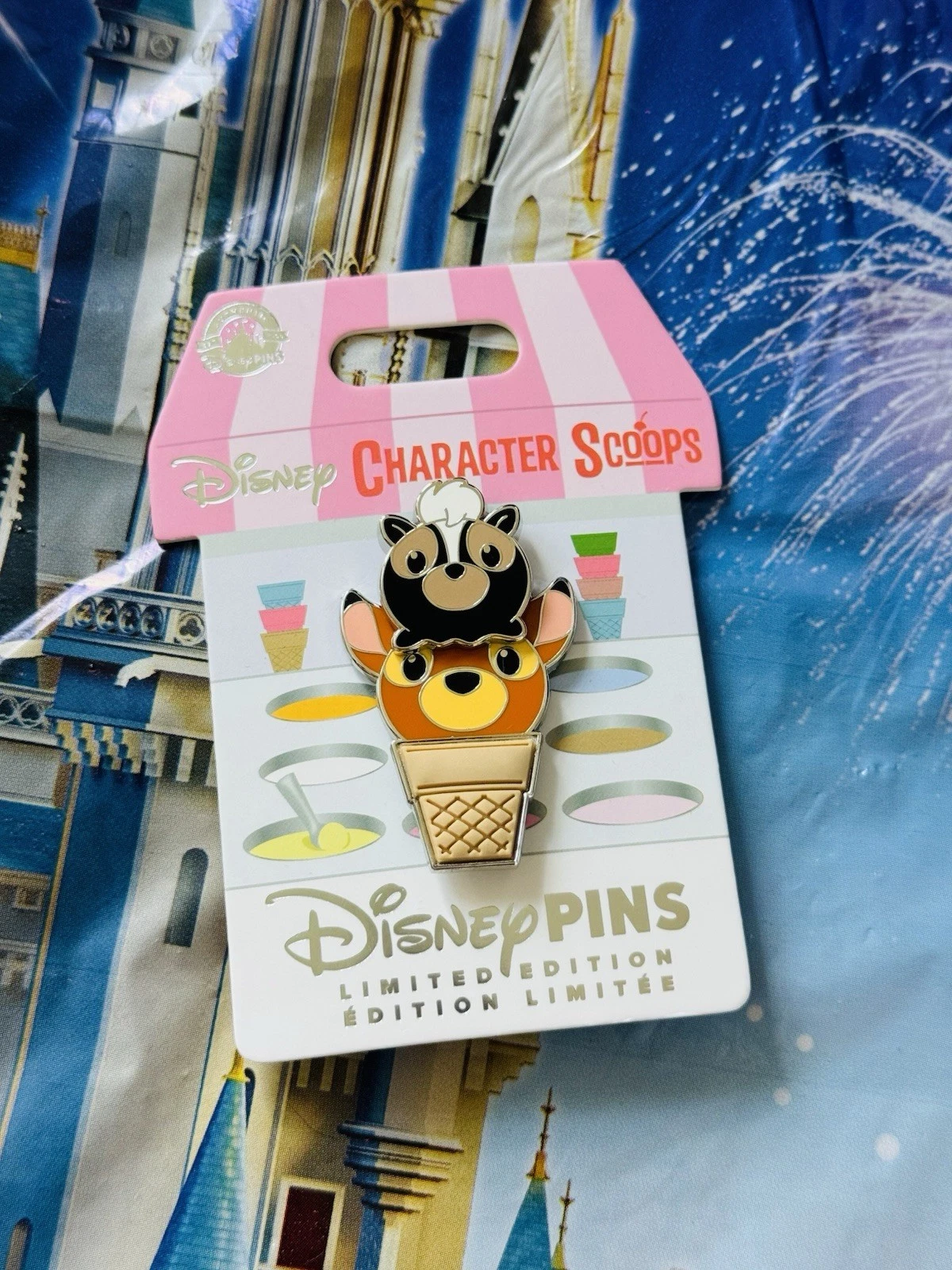 Disney Character Scoops Monthly Pin Series Bambi And Flower Pin LE 4000