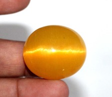 18 Ct Chrysoberyl Yellow Cats Eye Oval Cabochon Cut Loose Certified Gemstone