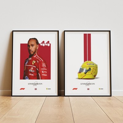 Lewis Hamilton F1 Poster | 2025 Racing Car & Helmet Formula 1 Wall Art