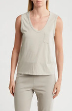 James Perse Womens V-Neck Cotton Tank Mineral Beige SZ 2 Fits like 4-6 NEW 95