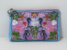 ESTEE LAUDER Cosmetic Makeup Bag Coastal Tropical Seashell Canvas Purse Pouch