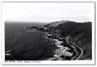 c1940's River View Road to Concon Vina Del Mar Chile Vintage RPPC Photo Postcard