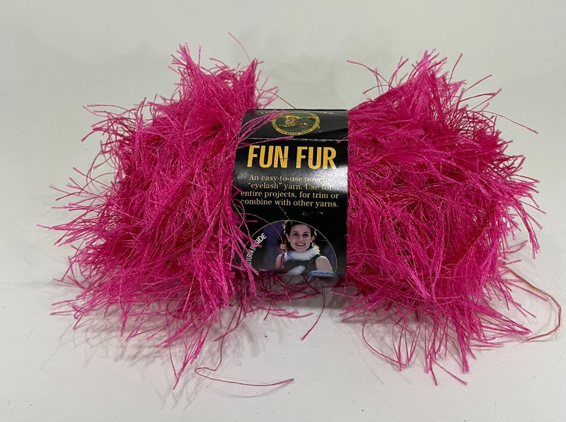 Lion Brand Yarn - Fun Fur - Hot Pink - 1 skein