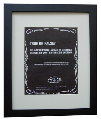 JACK DANIELS + Mr Jack Birthday + POSTER + ANZEIGE + GERAHMT ORIGINAL 2005 + SCHNELLER WELTVERSAND