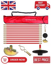 Pro 30Ft Drain Rod Set Kit in Carry Bag Professional Heavy Duty Unlock Plunger W