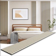Wood Panels for Wall, 3D Soundproof Slat Wall Paneling, 2 Pack 94.5" x 12.6" ...