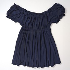 Norma Kamali Navy Off-Shoulder Ruched Mini Dress Women's Size L