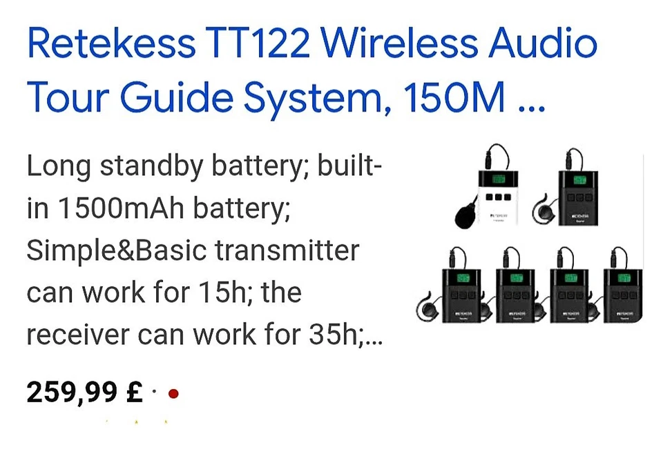 Retekess TT122 Wireless Tour Guide System Mikrofon Sender 5 Empfänger Fabrik - Bild 2 von 4