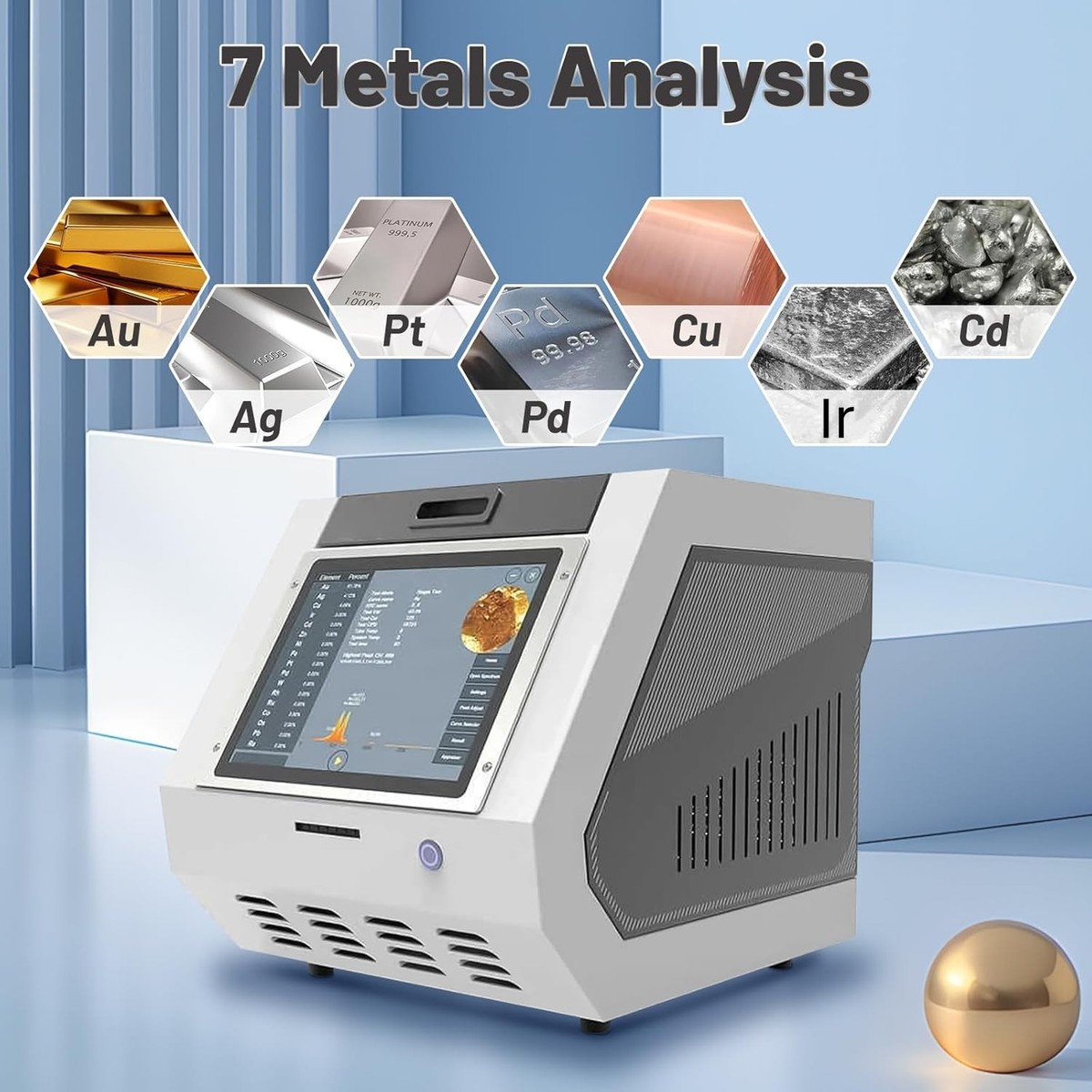 24K Metal/Gold Analyzer XRF Testing Machine For Au/ Ag/ Cu/ Pt/ Pd