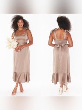 Show Me Your Mumu Claire Dune Luxe Satin Midi Dress S Wedding Party Prom Formal