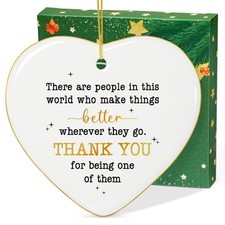 TEEZWONDER Christmas Thank You Gifts for Women - Heart-Shaped Christmas Ornam...