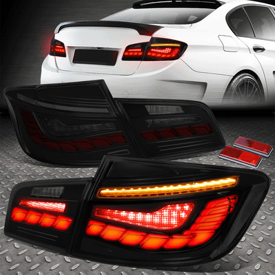 [SEQUENTIAL SIGNAL START UP LED DRL] FOR 11-16 BMW F10 TAIL BRAKE LIGHTS SMOKED