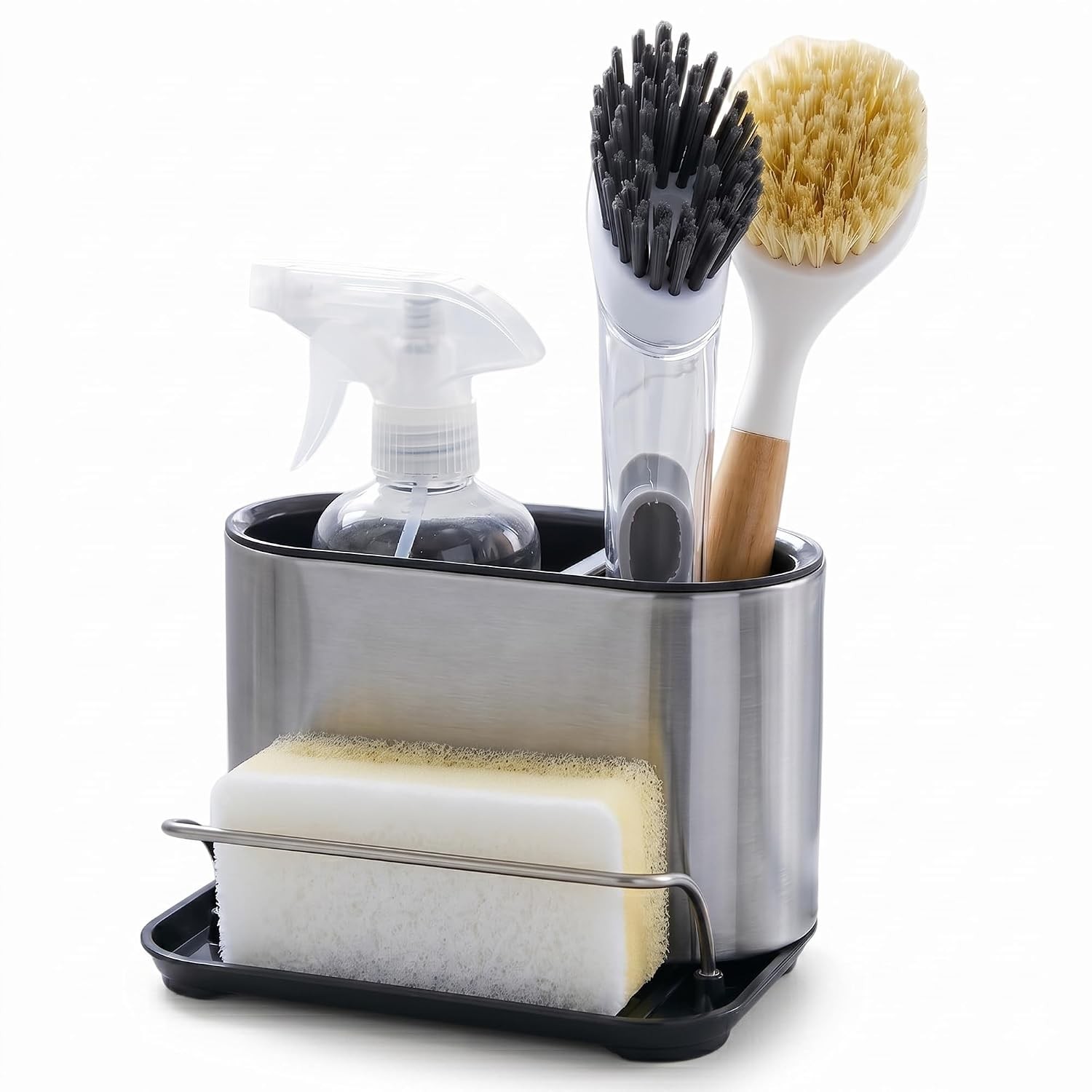 Stainless Steel Kitchen Sink Organizer Caddy Sponge Holder with Drain