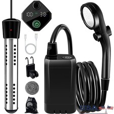 Portable Heated Shower W/ 6000mAh Battery Camping Bath Water Heater Outdoor Use