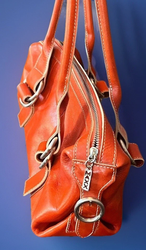 MAXX NY VINTAGE 100% Thick LEATHER Shoulder Handbag Burnt Orange   - Image 2 of 4