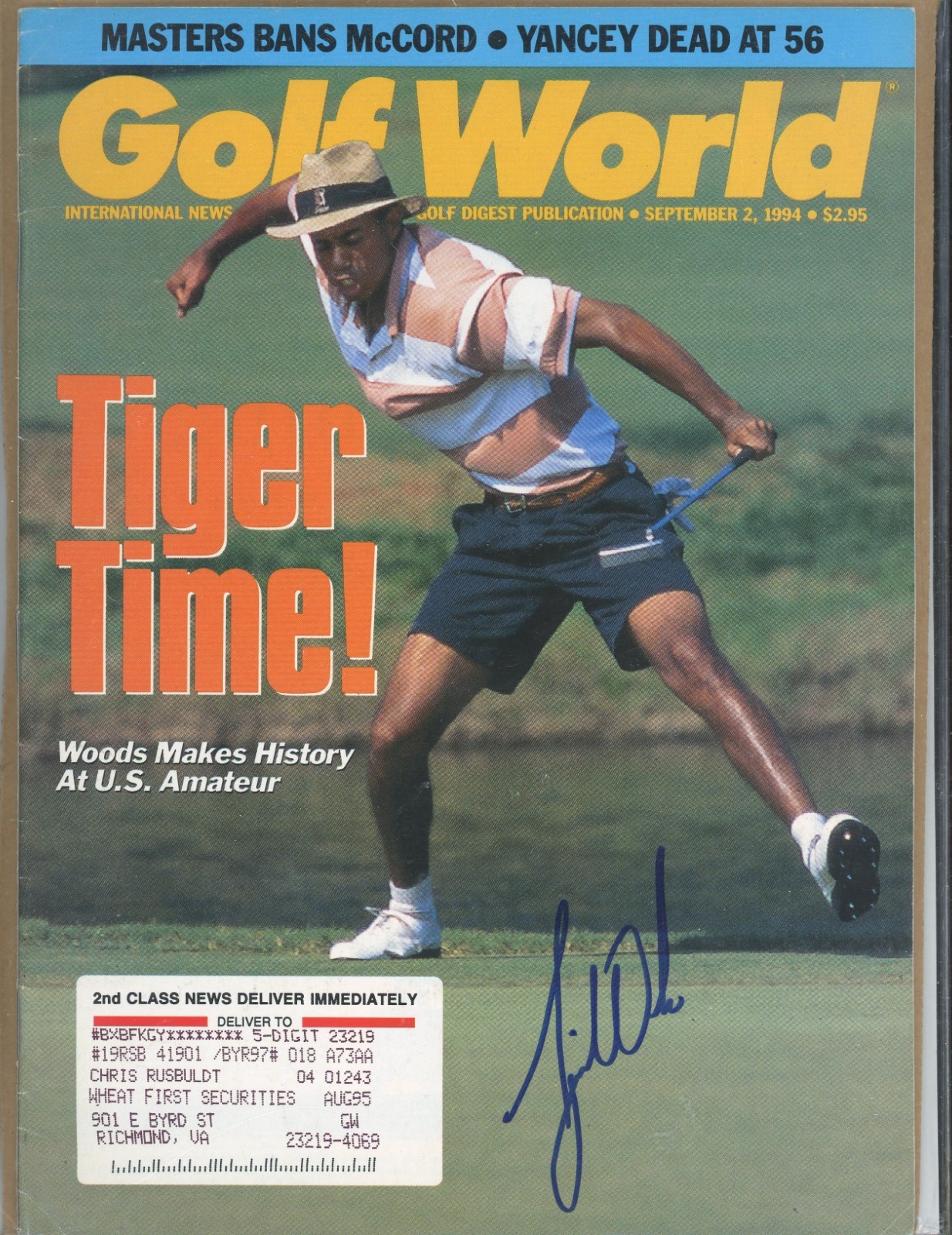 Tiger Woods Autographed Signed 1994 Golf World Magazine US Amateur 1st Cover PSA/DNA 10 