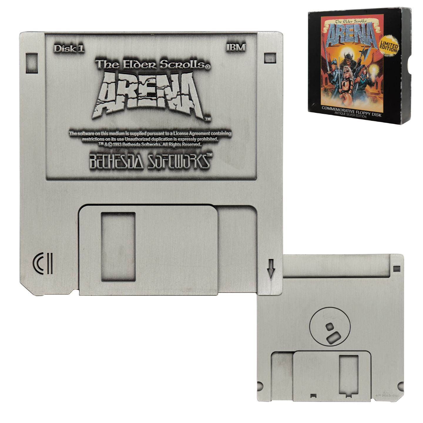Elder Scrolls Unisex Metallic Silver Arena Limited Edition Floppy Disk Metal Replica In - Image 3