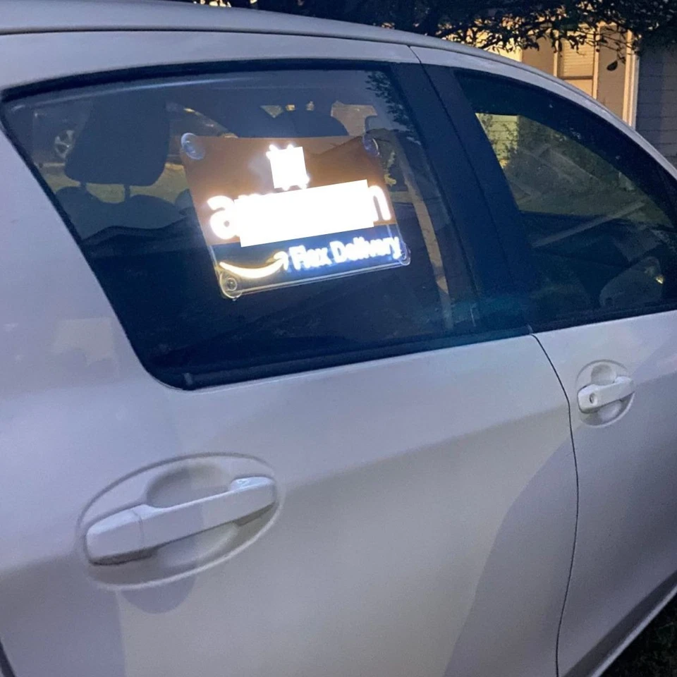 LED Delivery Driver Car Sign Light – USB Powered Acrylic Safety Sticker – 14x7 - Image 3 of 4