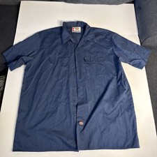 Dickies Shirt Mens 2XL Black Short Sleeve Work Button Front Twill Pockets
