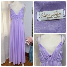 60s/70s Vintage Erica Loren Nightgown Floor Length Full Sweep Purple Size Large