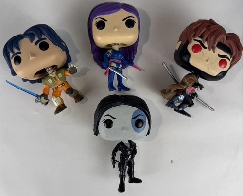 Funko Pop Marvel Star Wars Lot Gambit Domino Psylocke Ezra Bobble Head