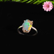 Ethiopian Opal Gemstone 925 Sterling Silver Ring Handmade Jewelry Ring For Gift