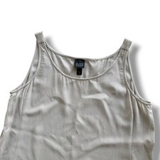 Eileen Fisher Women M Cream Ivory 100 Silk ScoopNeck Sleeveless Tank Top Preppy