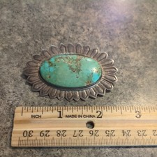 Vintage  1930s Native American-Classic Silver Oval TURQUOISE