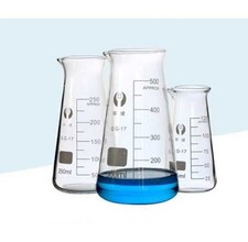 Laboratory Glassware 125ml-500ml Borosilicate Triangle Beaker w/ Scale Supply