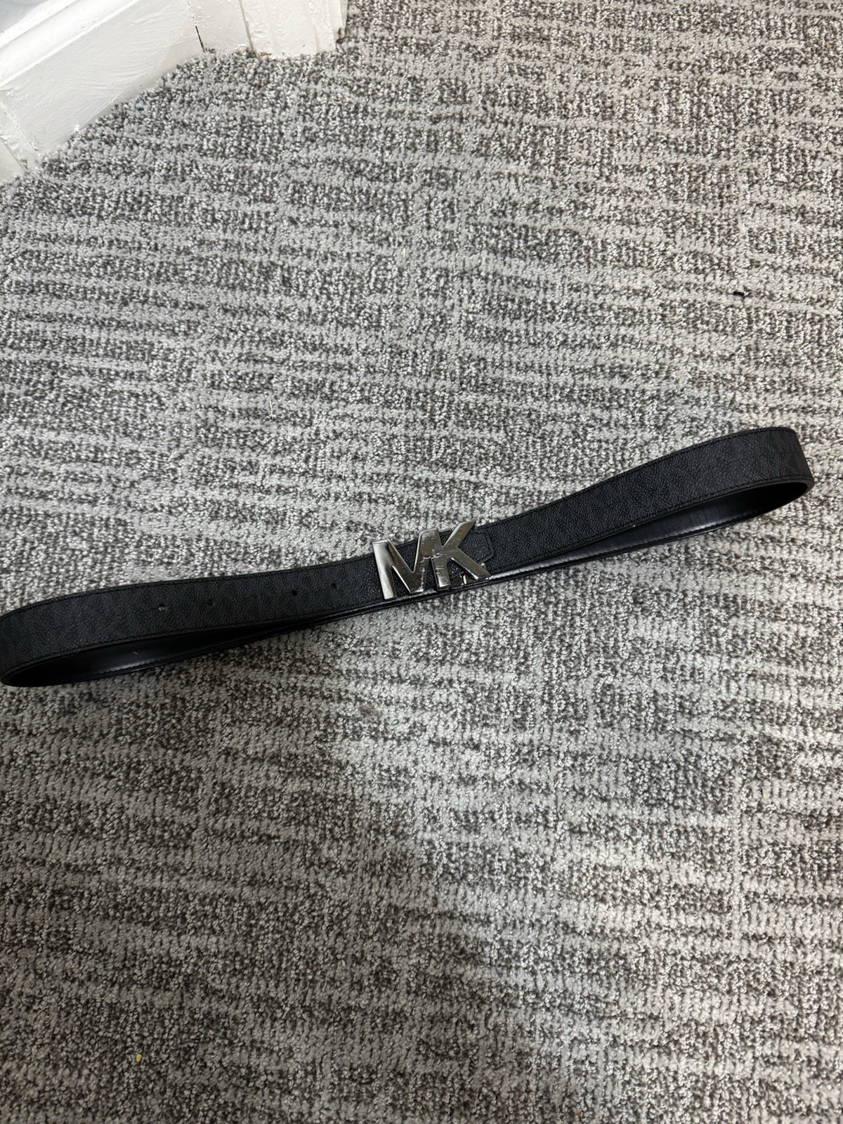 Michael Kors Black Women's Fashion Belt with MK Logo Buckle Adjustable