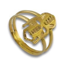 Masken Gold Ring 750 18 Kt Gelbgold Goldring Gr. 56 Damen Helm Edel Wert 750,-