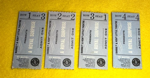 Vintage Barbie 1964 " A Royal Surprise "  Little Theatre Tickets set of 4