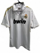 VTG BWIM Real Madrid Ronaldo 7 Soccer Polo Jersey White Gold Size Large Vintage 