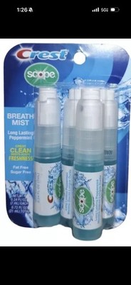 Crest Breath Mist With Scope Long Lasting Peppermint 4 PK 0.24 Oz Each