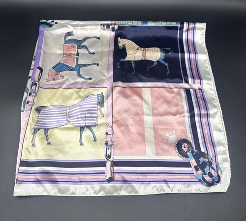 Show Horse Colorful Satin Polyester Square Scarf 36” X 36” Princess Pink Purple - Picture 1 of 3