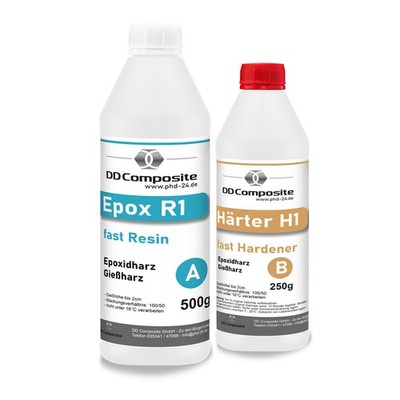 Epoxidharz Gießharz transparent Epox R1 + Härter H1 fast  2K Kunstharz 