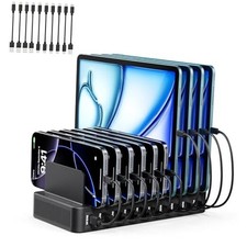 USB C Charging Station for Multiple Devices, 10-Port 100W Charging Dock, with