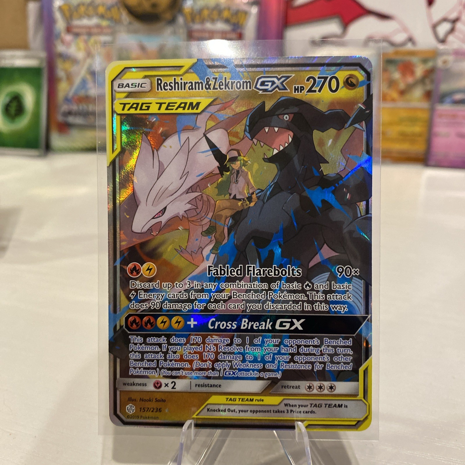 Reshiram and Zekrom GX Tag Team 157/236 | VERY GOOD CONDITION pokemon sun moon