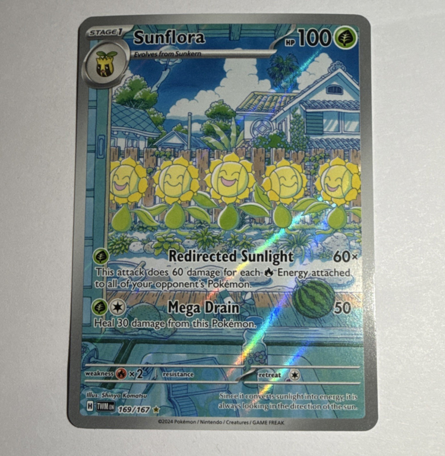 Pokémon Sunflora 169/167 Sv06: Twilight Masquerade Illustration Rare Holo Card
