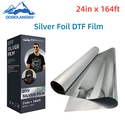 24in x 164ft Silver Foil DTF Film DTF Transfer Film Roll Cold Peel CA Pickup
